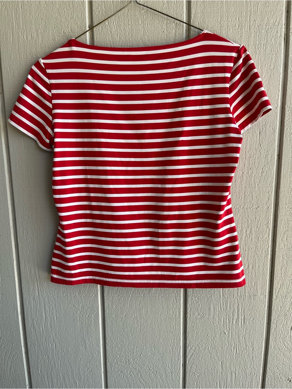 Saint James Etrille Breton T-Shirt in Red White Stripes - Picture 4 of 6